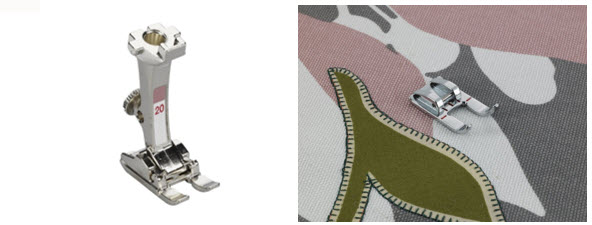 Pied presseur satin, application