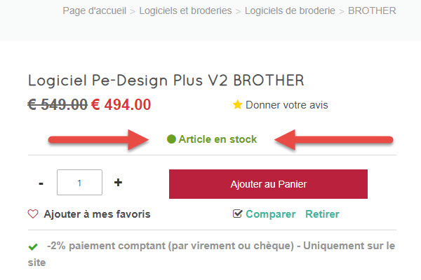 Niveau de stock dans l'article