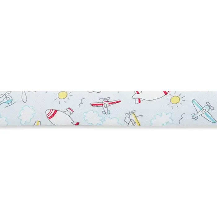 Biais replié petits avions 18 mm bleu clair Biais replié petits avions 18 mm bleu clair