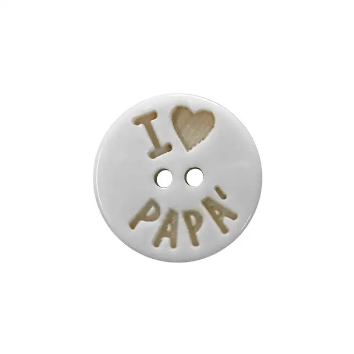 Bouton 15mm Papa blanc et beige Bouton 15mm Papa blanc et beige