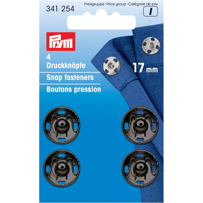 Boutons pression à coudre noirs 17mm Prym Boutons pression à coudre noirs 17mm Prym