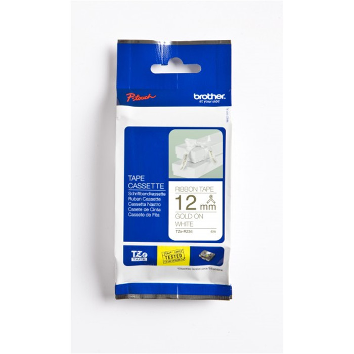 Cartouche Ruban textile - Doré/Blanc 4m BROTHER Cartouche Ruban textile - Doré/Blanc 4m BROTHER
