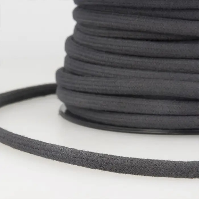Cordon tressé rond gris foncé 8mm Cordon tressé rond gris foncé 8mm