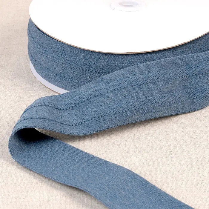 Elastique 2 bandes relief 45mm bleu lavande au mètre Elastique 2 bandes relief 45mm bleu lavande au mètre