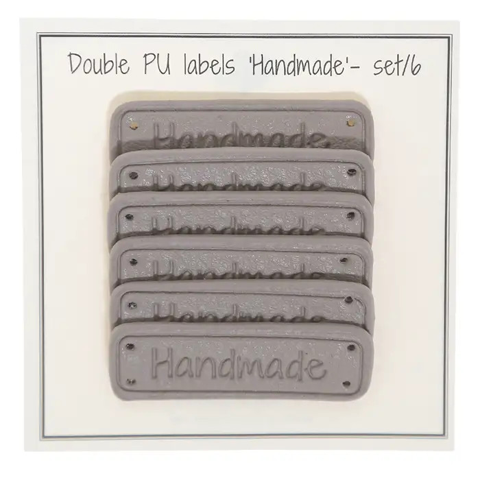 Étiquettes à coudre Handmade en simili cuir taupe Étiquettes à coudre Handmade en simili cuir taupe
