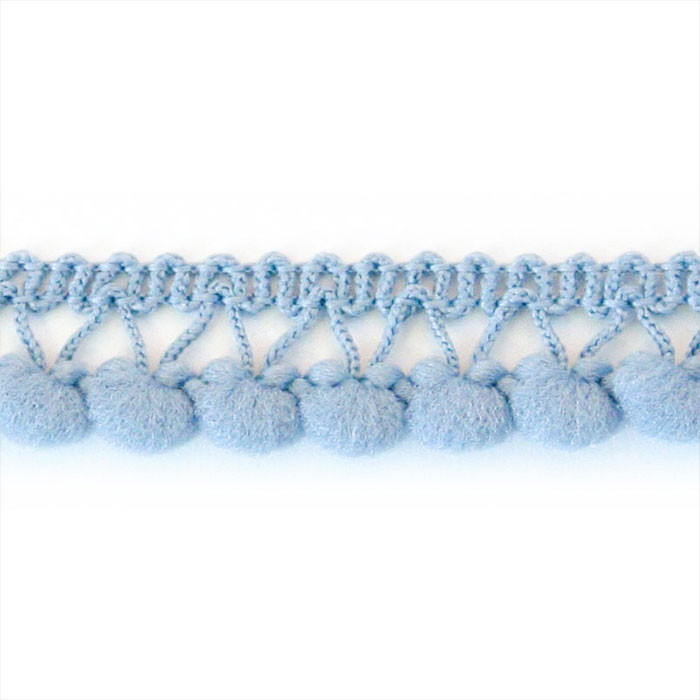 Galon pompons 10mm bleu au mètre Galon pompons 10mm bleu au mètre