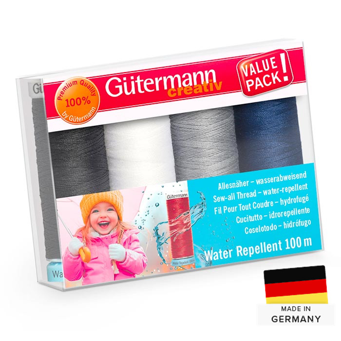 Kit de 4 fils à coudre 100m hydrofugé GUTERMANN Kit de 4 fils à coudre 100m hydrofugé GUTERMANN