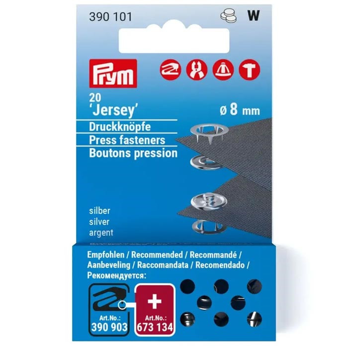 Recharge bouton pression Jersey 8mm argent Recharge bouton pression Jersey 8mm argent