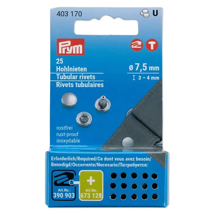 Rivets tubulaires argentés 3-4mm (25 pièces) Prym Rivets tubulaires argentés 3-4mm (25 pièces) Prym