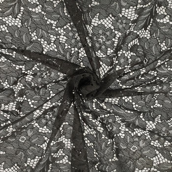 Tissu dentelle à fleur gris foncé par 50cm Tissu dentelle à fleur gris foncé par 50cm