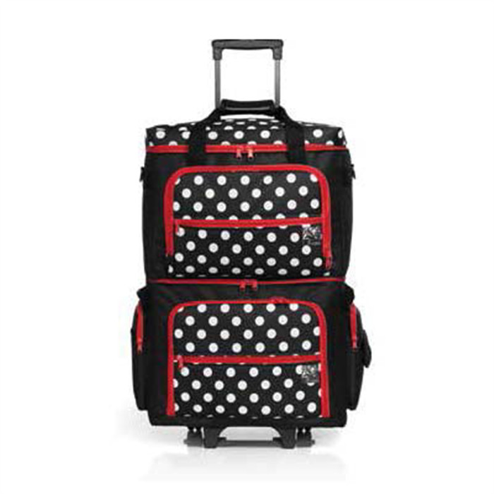 Valises à roulette trolley et sac noir/rouge PRYM Valises à roulette trolley et sac noir/rouge PRYM