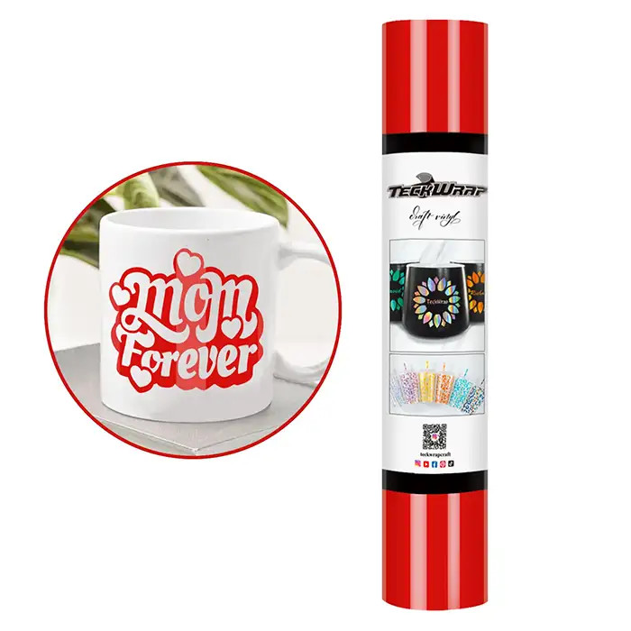 Vinyle brillant Rouge par 50cm Vinyle brillant Rouge par 50cm