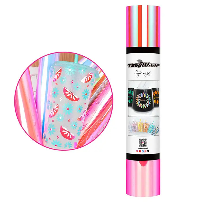 Vinyle holographique Rose bonbon 30x152cm Vinyle holographique Rose bonbon 30x152cm