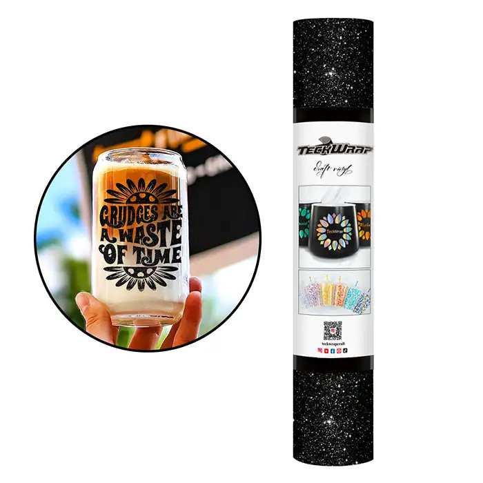 Vinyle Noir Scintillant par 50cm Vinyle Noir Scintillant par 50cm